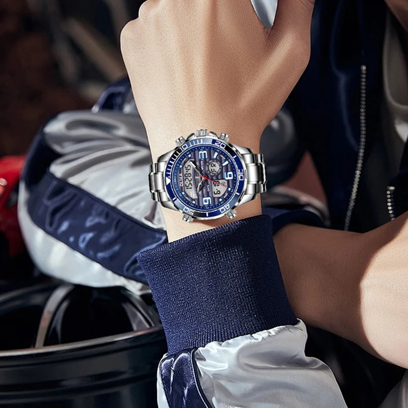 Orologio da uomo impermeabile multifunzionale Orologio elettronico da studente luminoso e fresco Cronografo Sveglia Orologio sportivo al quarzo