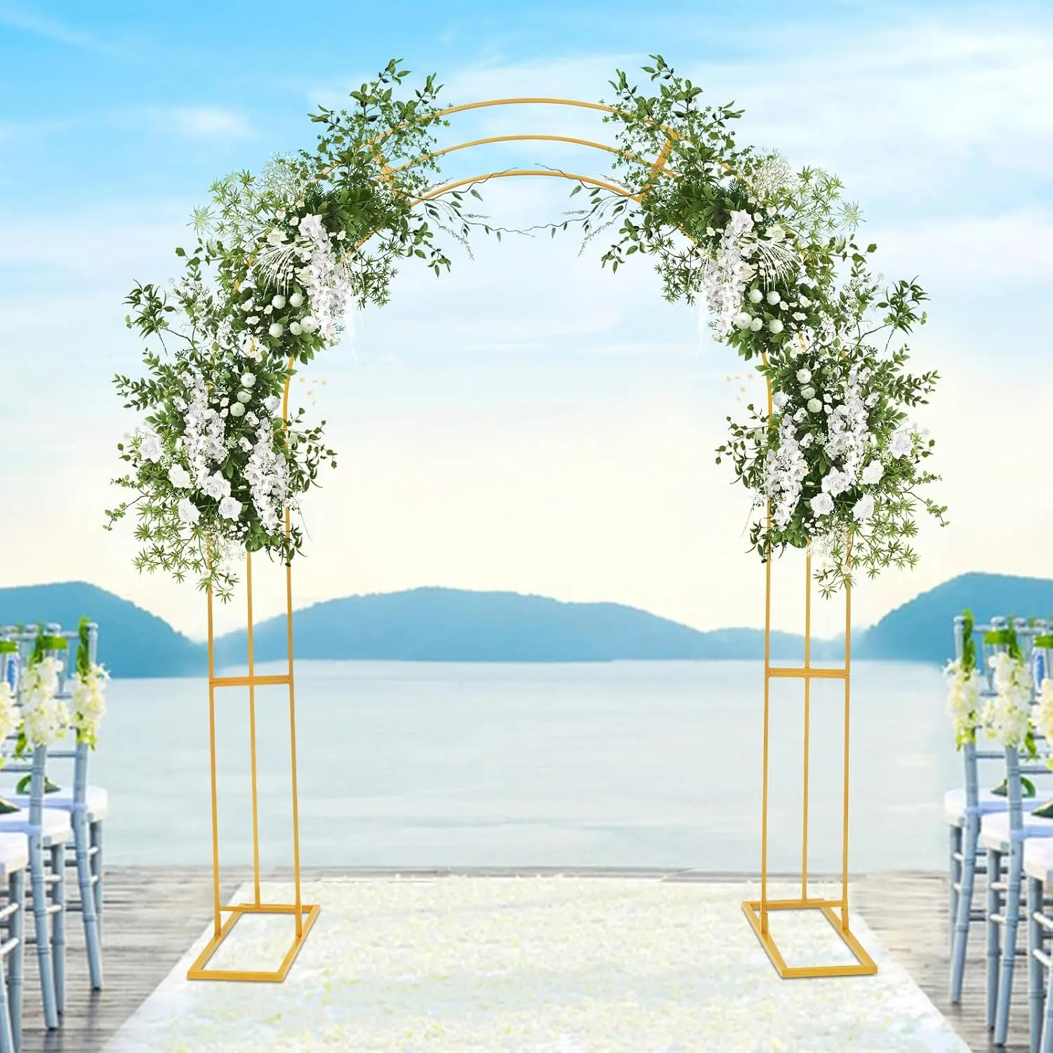 Metal Wedding Garden Arch Trellis: 8.53Ft Heavy Duty Backdrop Balloon Archway Decoration Stand with Sturdy Base -, Customized
