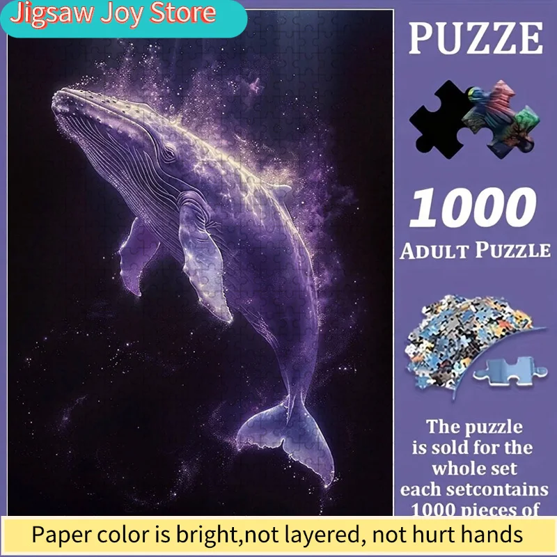 

Красочный пазл с изображением туманности с китами, для семейного досуга и в качестве забавного подарка, с ярким абстрактным дизайном, сложный пазл с узором галактического кита