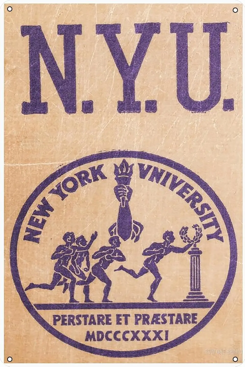 1950S NYU ART Plaque Poster Metal Tin Sign ; Vintage Retro Wall Decor