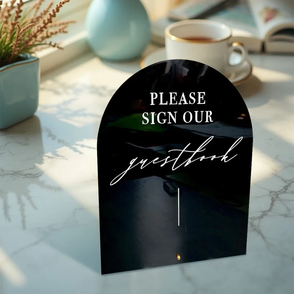 لافتة زوار على شكل قوس أكريليك، لافتة زخرفية أنيقة من الأكريليك لطاولات سجل الزوار، ومناطق الاستقبال وتصفيف الأحداث #1