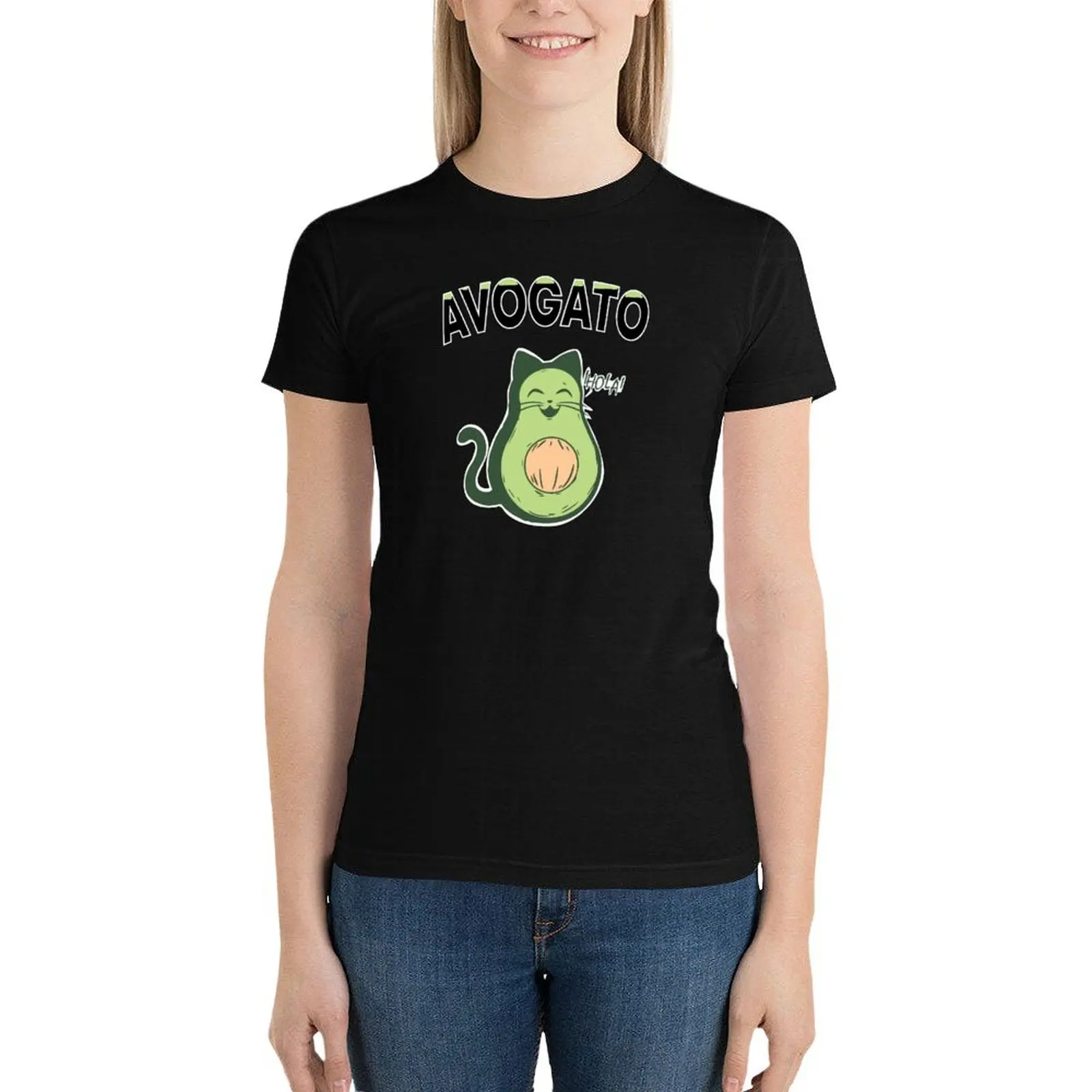 Avocado-Catvocado T-Shirt übergroße Dame Kleidung Bluse weiße T-Shirts für Frauen