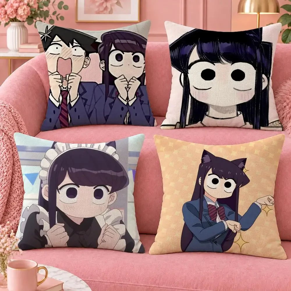 Comedy Komi Can't Communicate Cushion Cover Cute Cartoon Throw Pillow Cover Soft Plush Cushion Cover Sofa Bedroom Home Decor