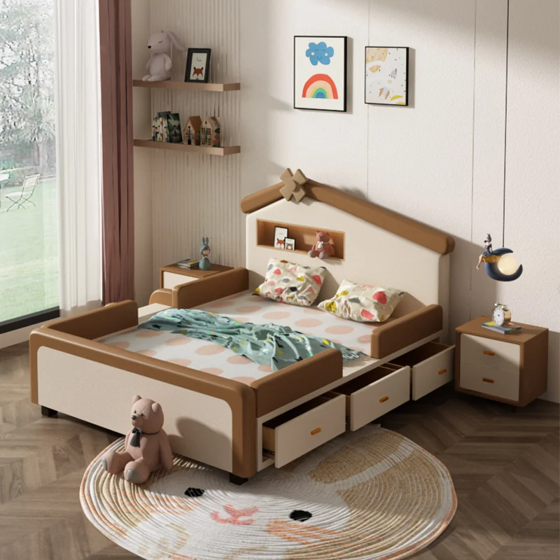 

Drawers Storage Space Kids Bed Luxury Modern Headboard Frame Children Beds House Space Saving Cama De Casal Bedroom Furniture
