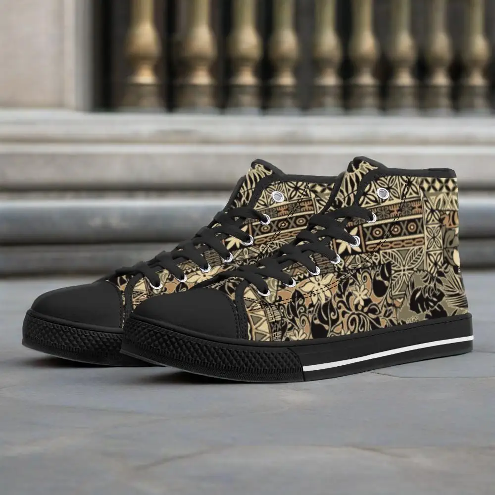 

Customizable bohemian style printed high-top canvas shoes flat sneakers for men and women lightweight casual shoes