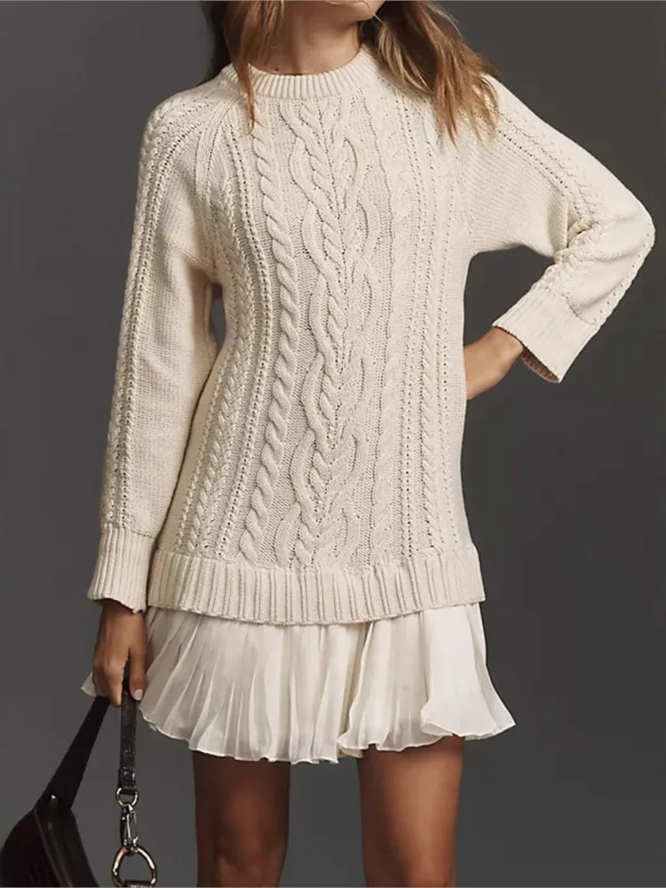 knitted mottled dress Twilight Moments Long Sleeve Knit Hot Pink MODEL INFO Model is wearing size S Height Maeve Pointelle Knit Mini Dress
