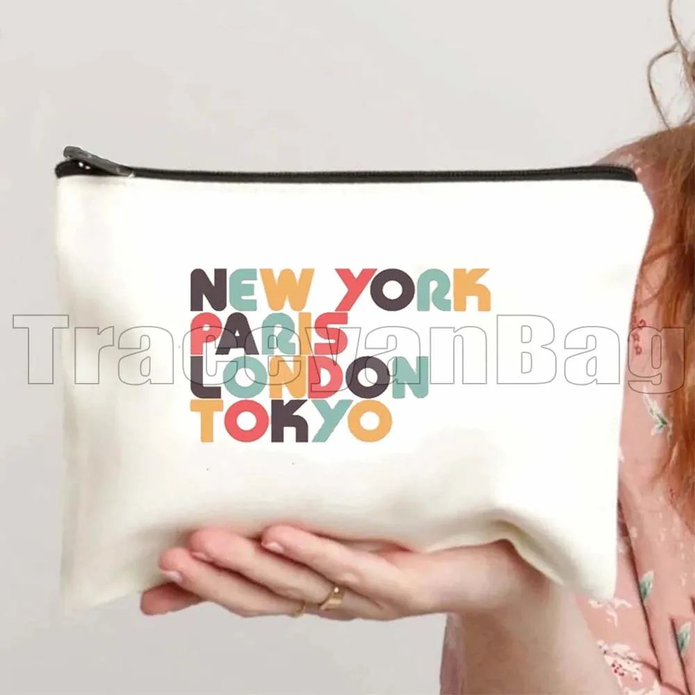 New York City The Big Apple NYC Cute Gifts Statue Of Liberty Stamp San Francisco Lettering Cosmetic Makeup Toilet Bag Case Pouch