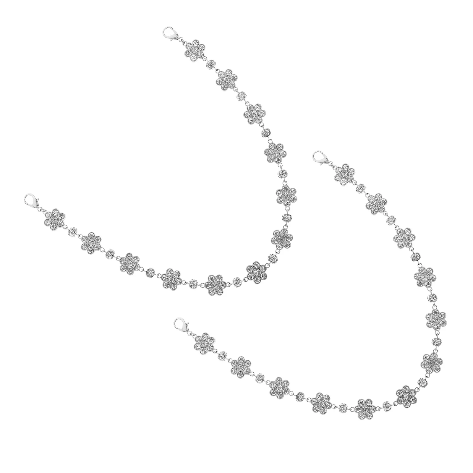 

2Pcs Rhinestone Bag Chain Elegant Replacement Crossbody Strap DIY Handbag Accessories Metal Shoulder Chain Decorative Bag Chains