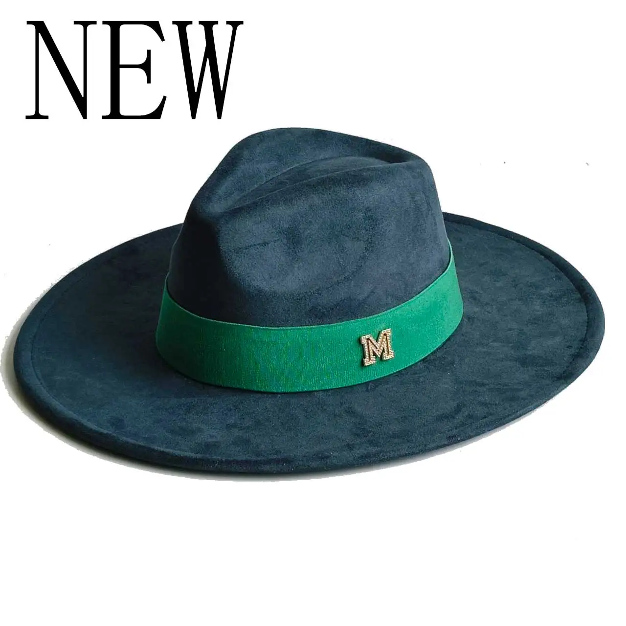 38 colors Vegan suede hat Belt  jazz top panama hat Color-matched elastic webbing Metal emblem unisex women's hat wide brim