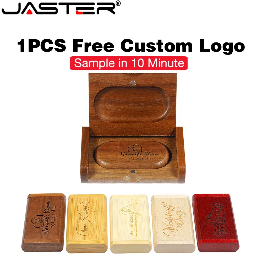 Free Custom Logo USB 3.0 Flash Drive 128GB Creative Business Gift Memory Stick Wood Box Pen Drive 64GB High Speed Pendrive 32GB