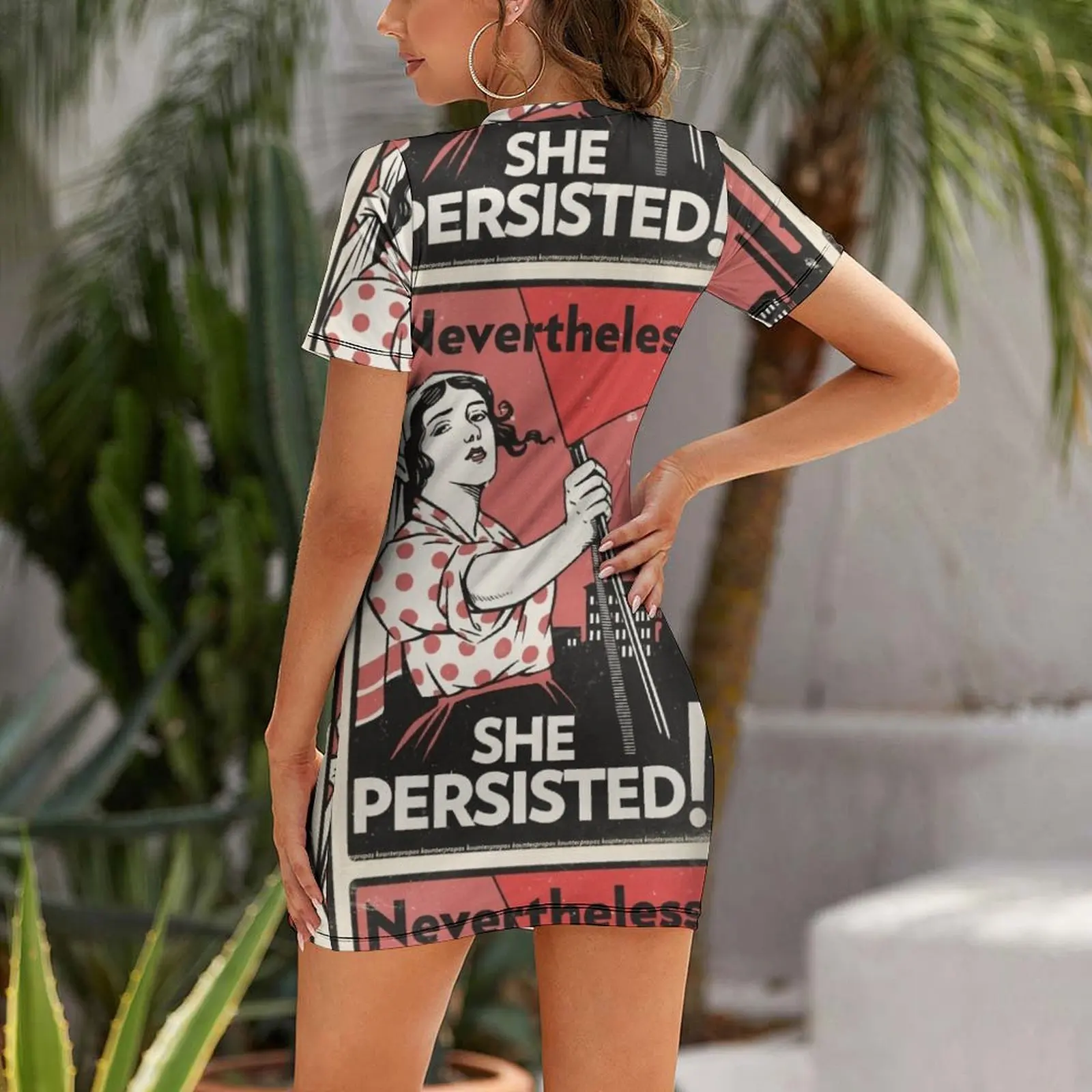 Nevertheless She Persisted (Recreação vetorial) Vestido de manga curta Vestido feminino vestidos de verão 2025 Vestido
