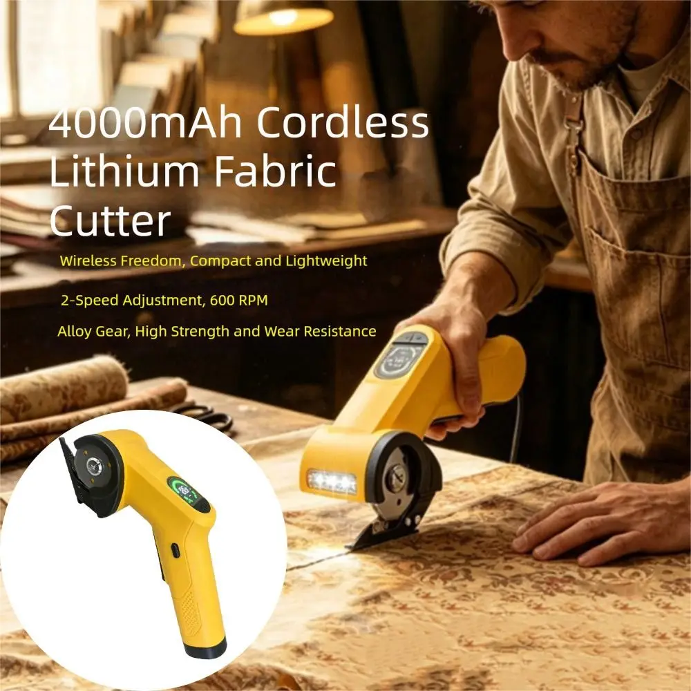 Rechargeable Electric Cloth Cutter Handheld Cordless Fabric Cutter Multi-purpose Precise Cutting Rotary Cutting Machine