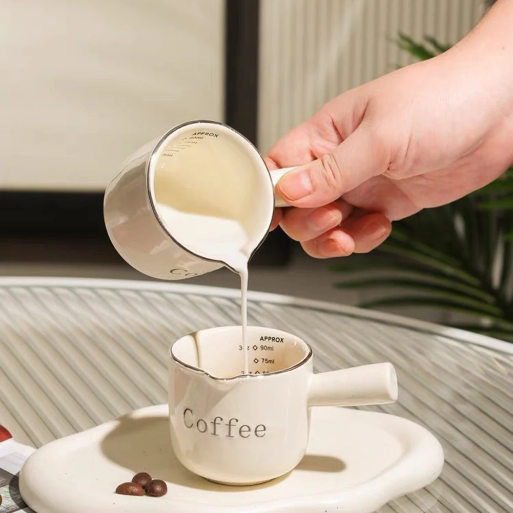 

Ceramic Espressos Measuring Cup With Handle With V-Shaped Mouth Espressos Shot Cup For Condiments