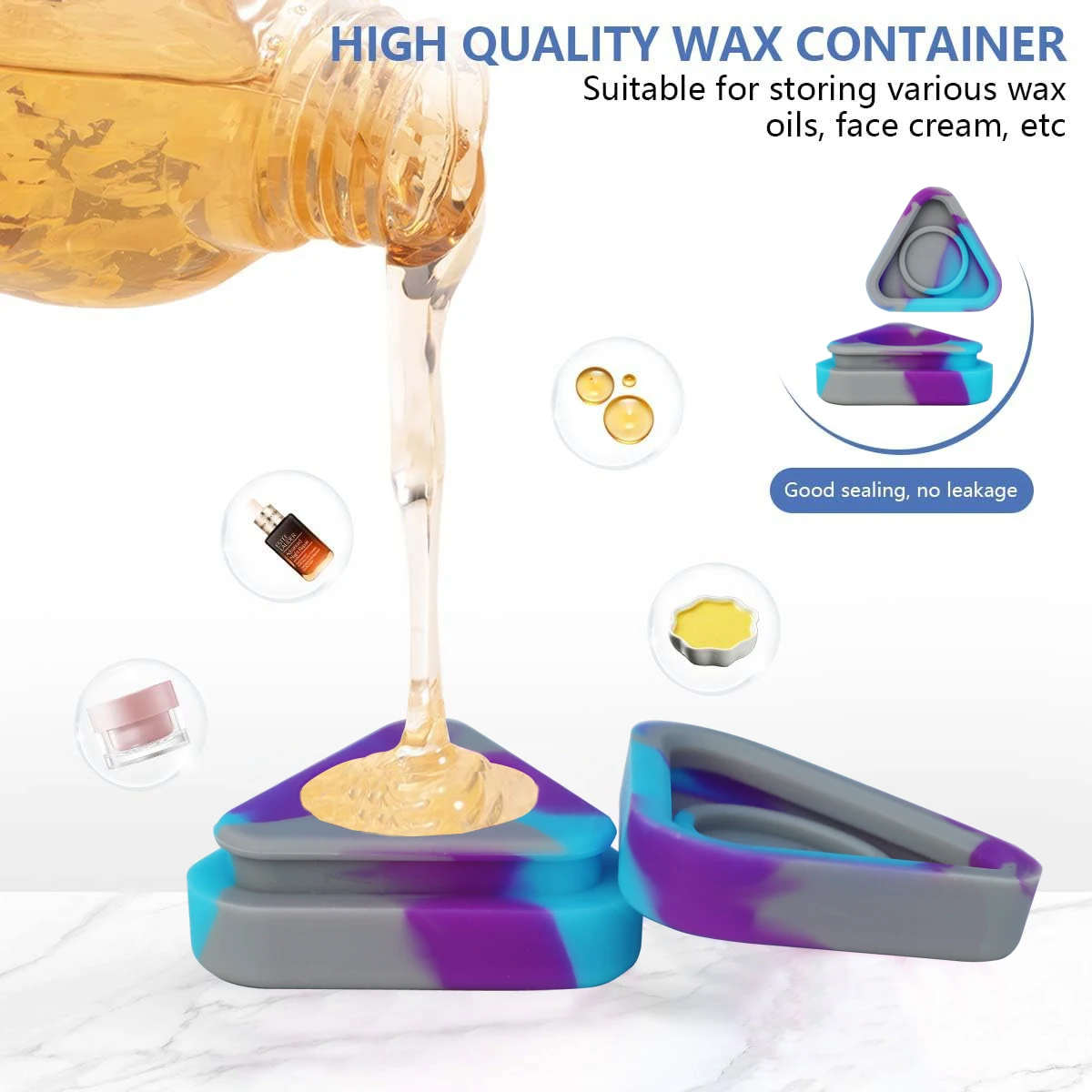 

5/10Pcs 1.5ML Multi Color Silicone Wax Jar Container Portable - Cosmetic Container, Non stick Smoking Wax Oil Storage Tank