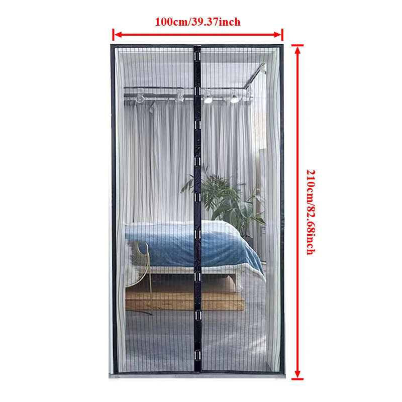 Self Closing Magnetic Screen Door Heavy Duty Mesh Invisible Curtain Separation Anti Mosquito Net Pet Friendly Door Screen