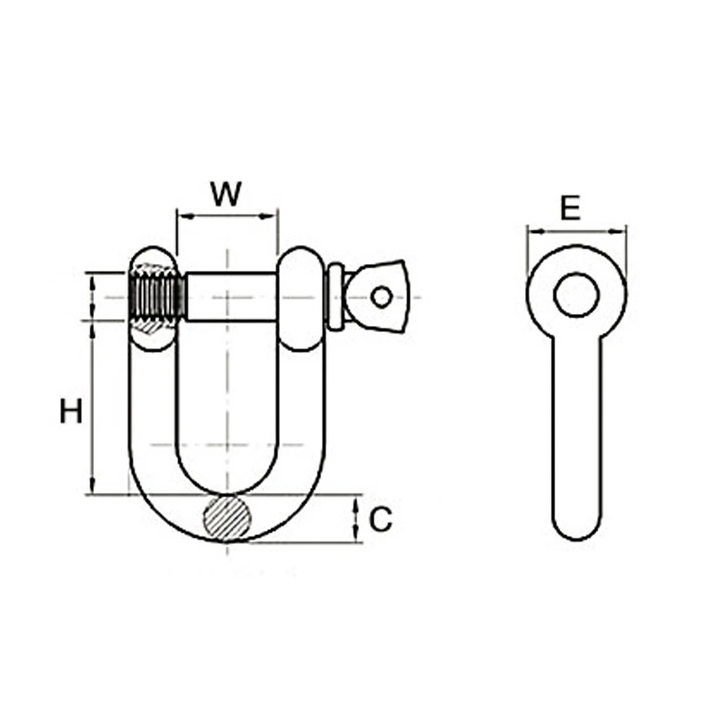 10PCS Stainless Steel U-Bolts Cable Buckle D Shaped Shackle Type U Sling Rope Screw Hook M4/M5/M6/M8 for Secure Fastening