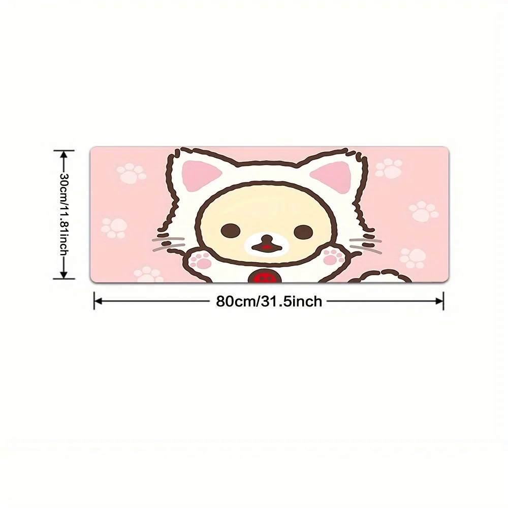 Tappetino per mouse da gioco grande antiscivolo: simpatico tappetino da scrivania rosa pastello e marrone con base in gomma facile da pulire, splendido tappetino per computer per ufficio