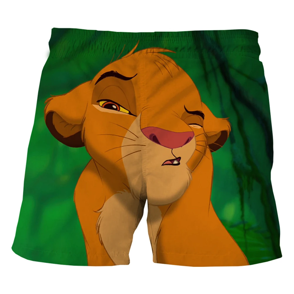 MINISO New Beach Shorts Cartoon Anime The Lion King 3D Print Men Women Fashion Casual Board Shorts Kids Trunks Swimwear Clothing