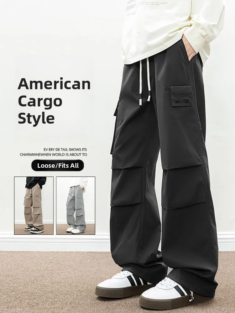 

Wassup Tiger Men's American Sle Workwear Pants Spring Cleanfit Straight Leg Multi-Purpose Casual Trousers Faionable Youth