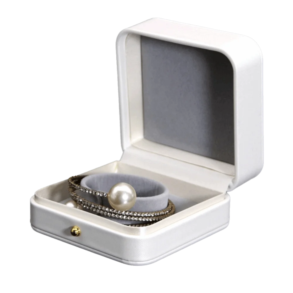 

PU Leather Jewelry Gift Box Flannel Lining White Necklace Collection Box Multiple Specifications Ring Case Wedding
