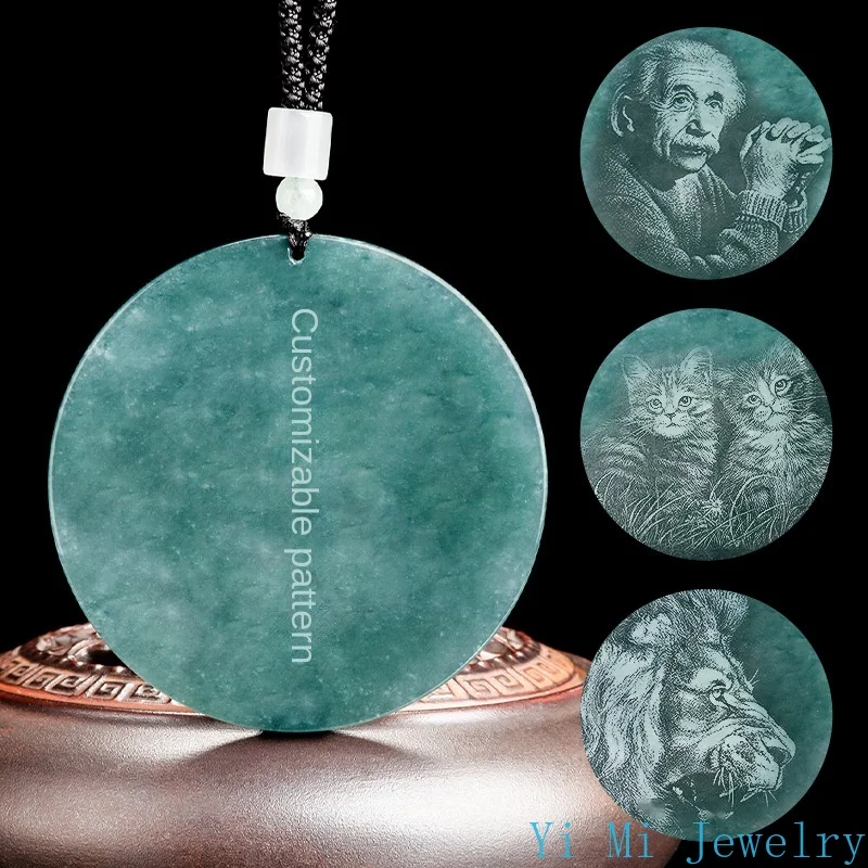 Natural A-grade Jade Pendant Shadow Sculpture Nine Tailed Fox Ice Jade Necklace Fashion Jewelry Men's and Women's Jade Necklace