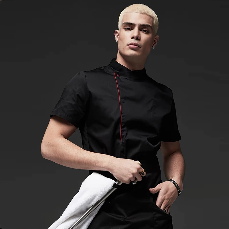 남성용 전문 요리사 유니폼 요리 자켓 음식 서비스 레스토랑 주방 쿡 코트 베이커 작업복 카페 웨이터 셔츠