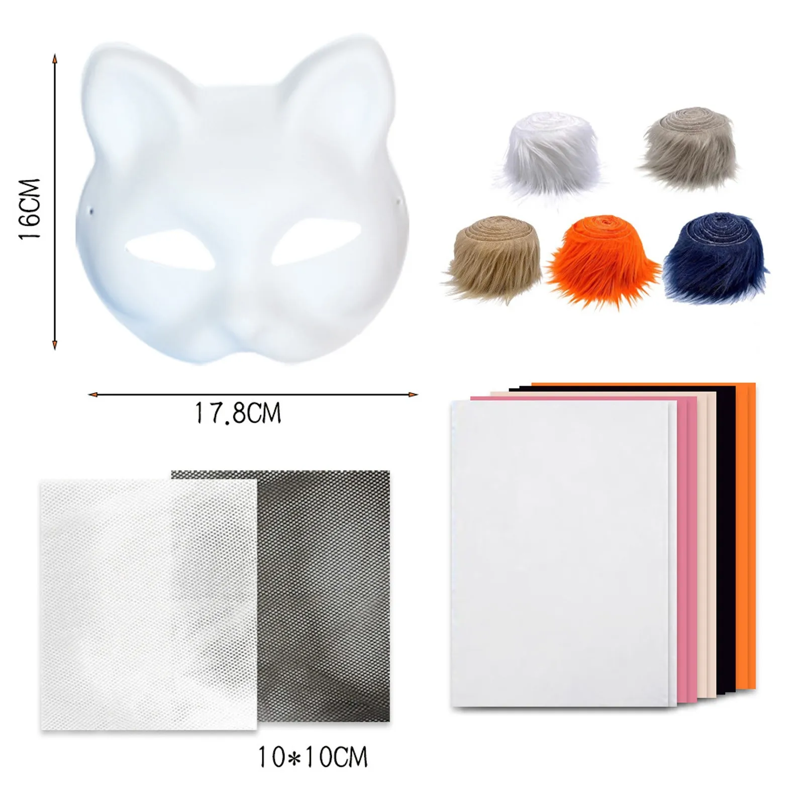 DIY Hand-Painted Cat Mask Furry Mask Carnival Stage Show Mask Party Cats Mask Trend Therian Mask 2025 New Blank Mask Sets