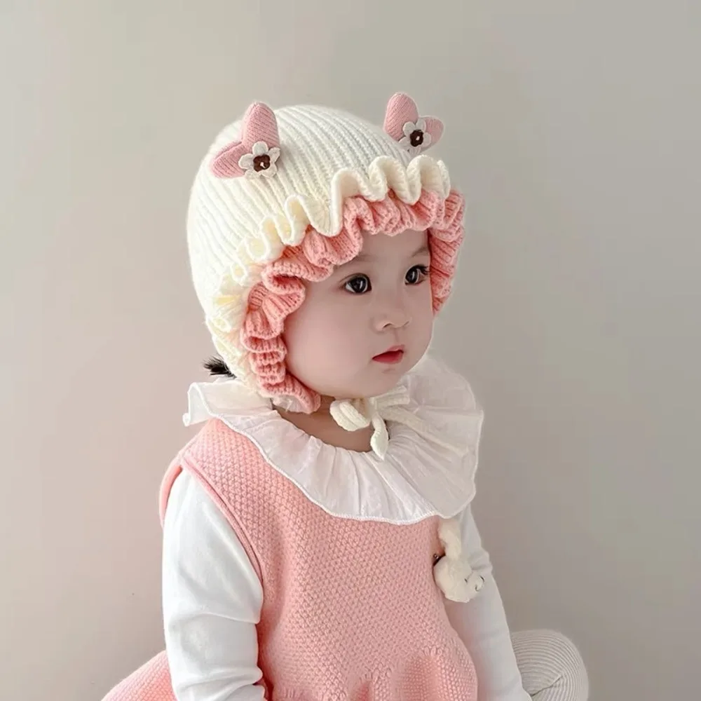 

New Warm Lace Princess Hat Windproof Coldproof Pullover Cap Beanie Hat Autumn and Winter