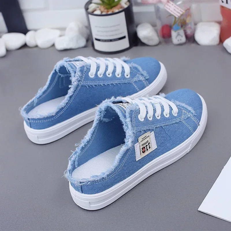QRLQHY Women's Canvas Sneakers Denim Blue 7
