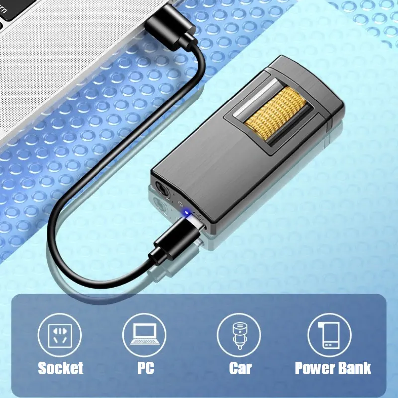 

Ветрозащитная зажигалка, электронная надувная зажигалка с синим пламенем, роликовые направляющие, зажигалки для струйной сигар