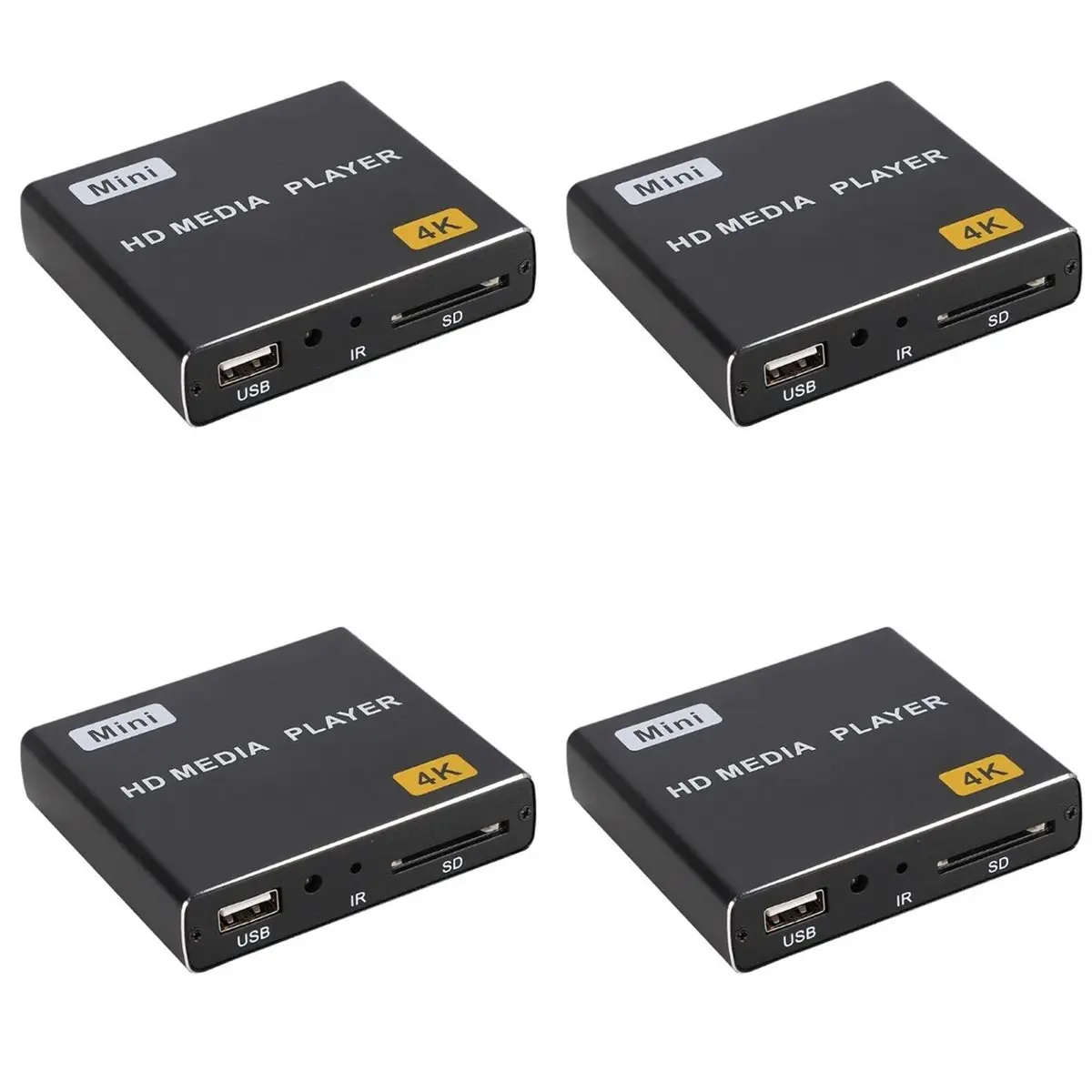 *A14E 4X Mini 4K HDD Media Player 1080P Horizontal and Vertical Digital Video Player with USB Drive/SD Cards US Plug