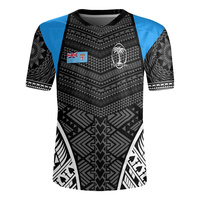 3D Printing The Republic-of Fiji Flag V Neck T Shirt Fiji Rugby-Jersey Emblem Graphic V neck T Shirts For Men Fashion Tee Shirts