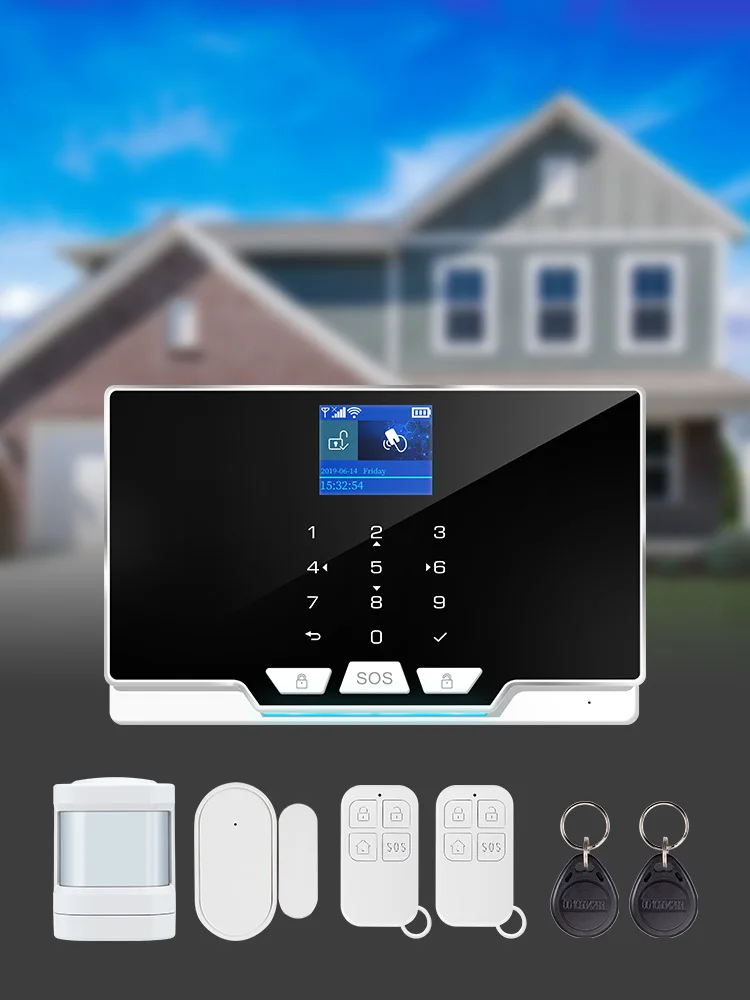 

KERUI TUYA Smart WiFi Беспроводная GSM сигнализация Система домашней безопасности Комплект дистанционного управления через приложение с PIR детектором движения Датчик двери