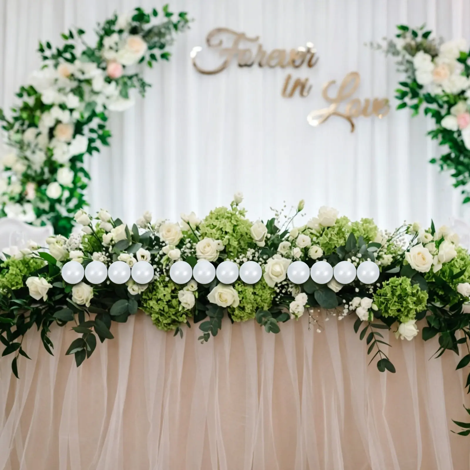 1Set Large Faux Pearl Garland Artificial White Pearl Swag Decoration 5.5cm DIY Beads for Wedding Ceremony Backdrop Photo Prop