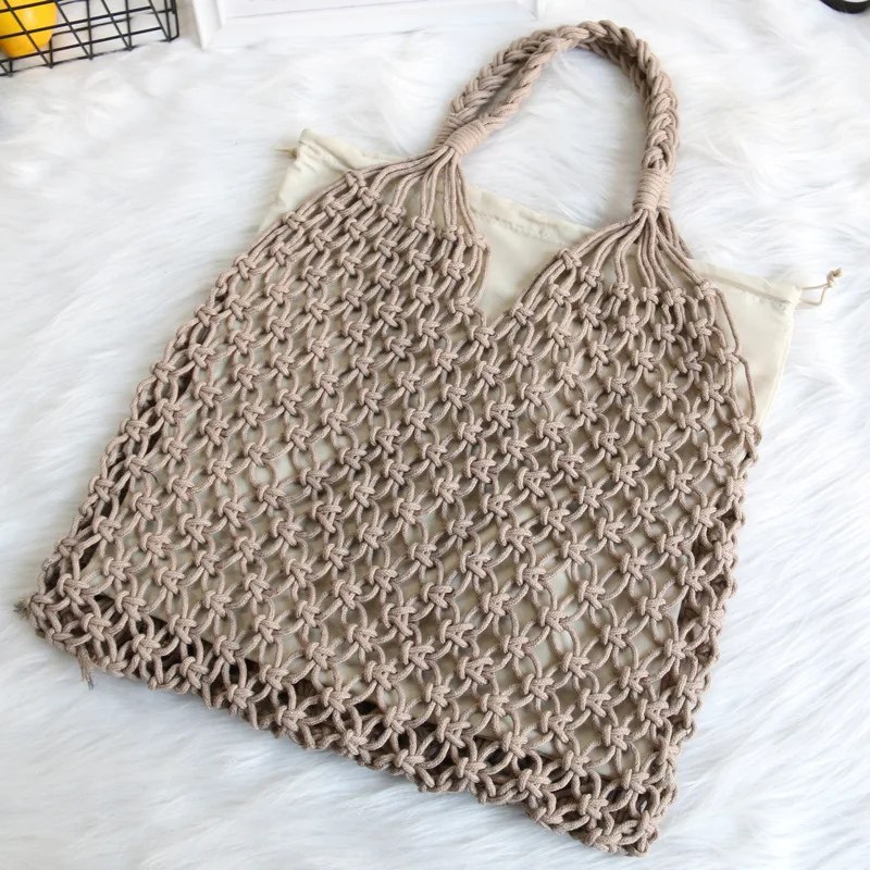 Girl Ins Net Pocket Contains Inner Bladder Bag Hand-woven Bag Single-shoulder Straw Bag Holiday Beach Women's Holiday Bag