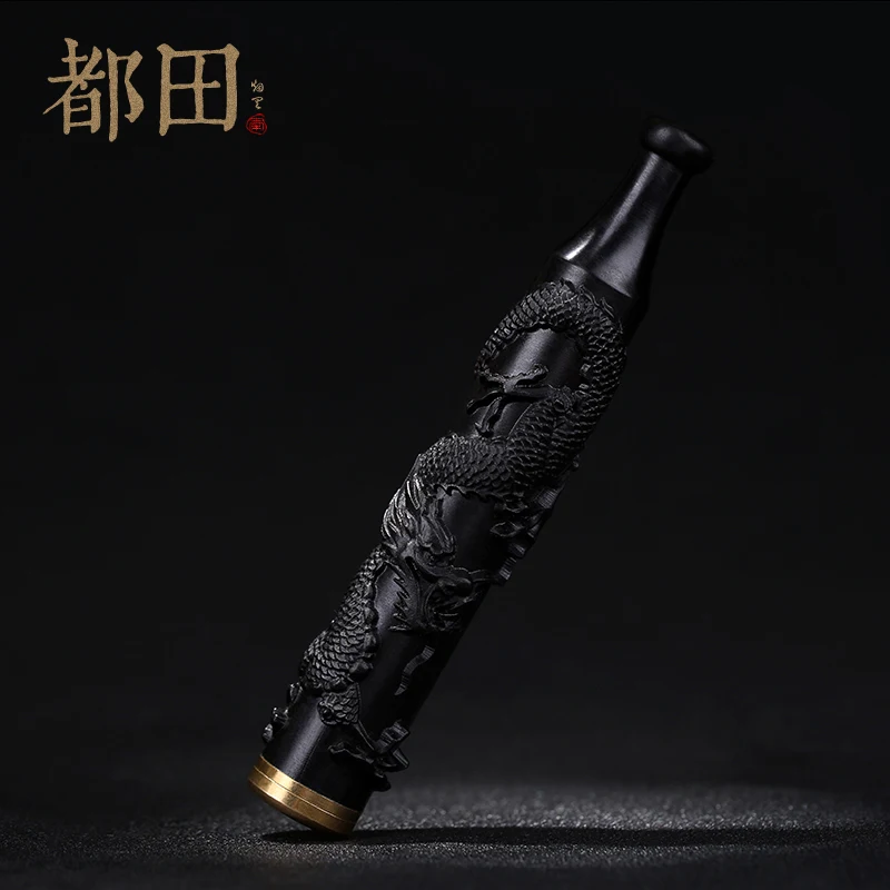 Hand-carved Panlong purple ebony cigarette holder circulating tie rod filter can be cleaned niche design creative gift