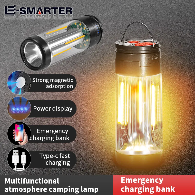 Multifunction USB Charging Camping Lights Waterproof Tent Lamp Outdoor Camping LED Flashlight Hanging Lantern Emergency Lights