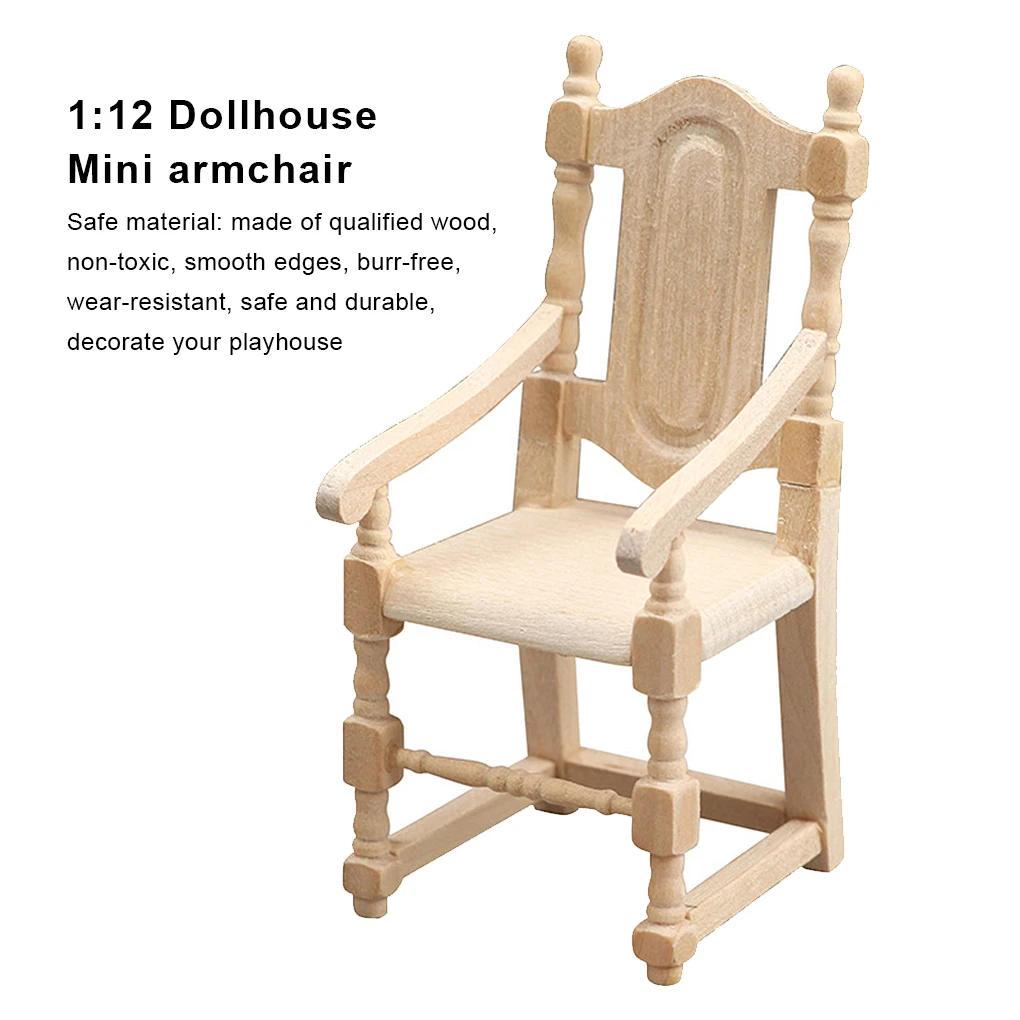 1:12 الخشب أثاث مصغر دمية المنزل مطعم المطبخ طاولة طعام كرسي لعبة الديكور لعبة هدايا للأطفال #2