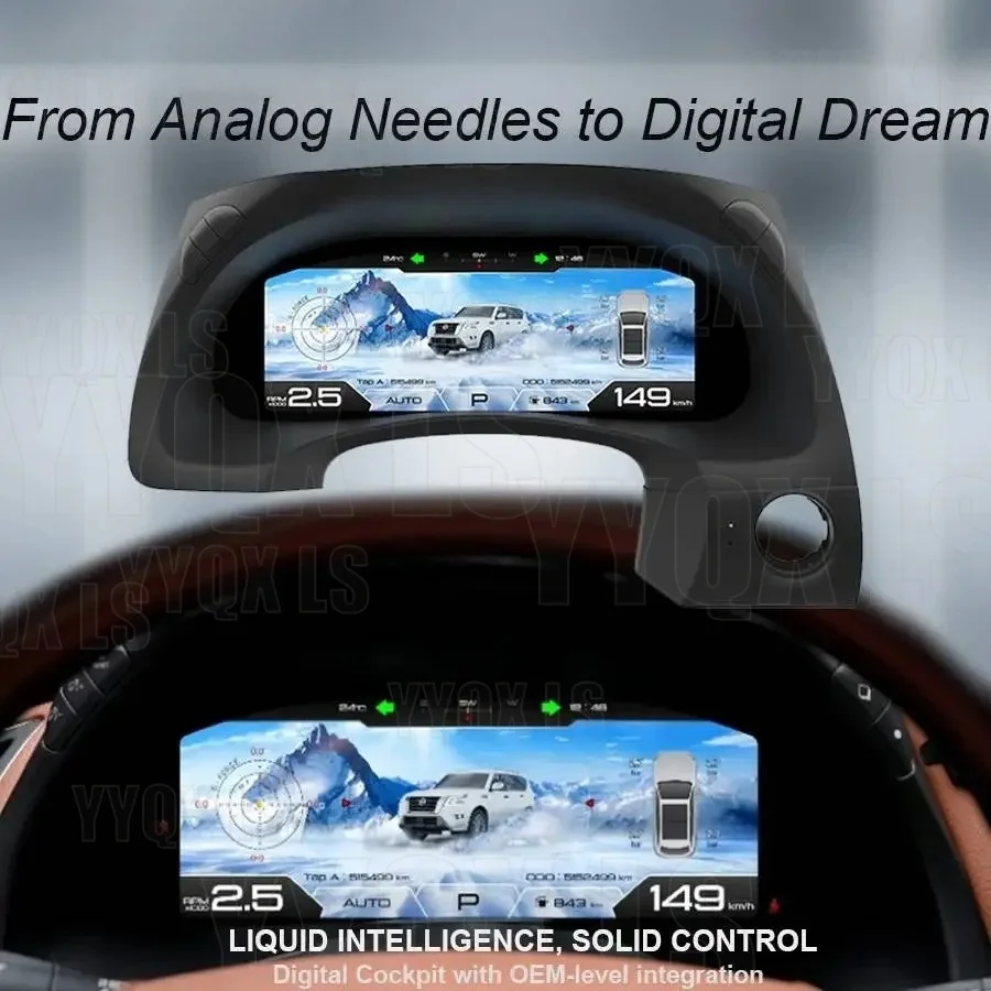 

Для Nissan Patrol Y62 2015-2021: Цифровая приборная панель с CarPlay, виртуальный кокпит, ЖК-дисплей, спидометр