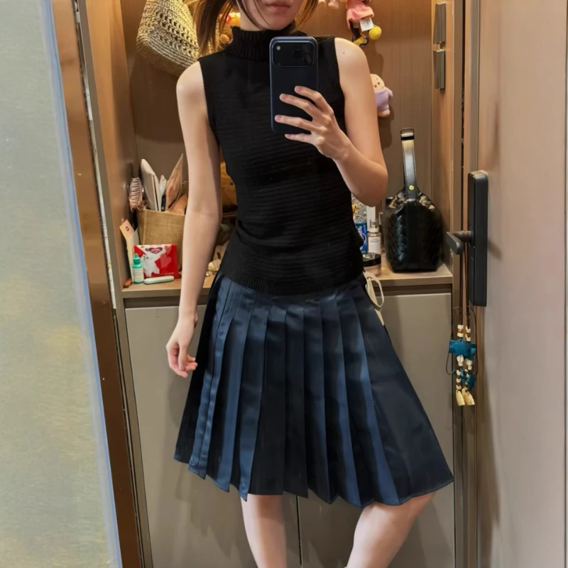 

2026 Summer New Solid Color Hot Selling Half High Collarless Knitted Top for Women