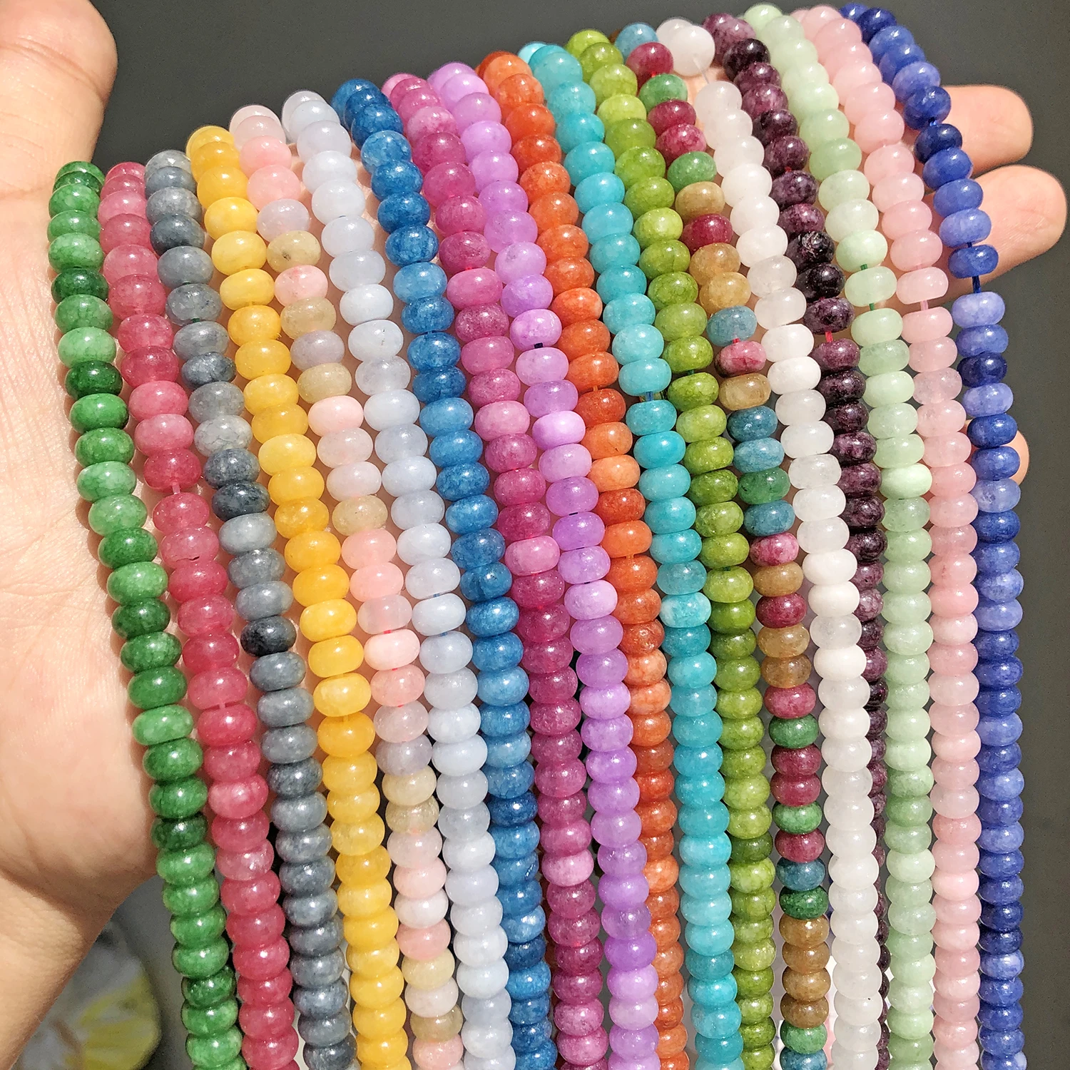 4x6mm Natural Abacus Rondelle Jade Quartz Beads Stone Flat Round DIY Charms Bracelets Loose Beads For Jewelry Making Supplies