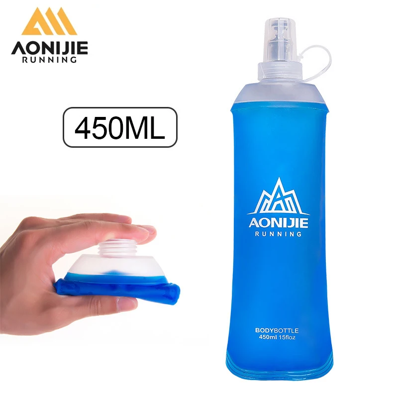 

AONIJIE 450ml Folding Water Bottle Sports Running Soft Flask TPU BPA Free Cycling Water Bottle Bag Camping Hiking Supplies