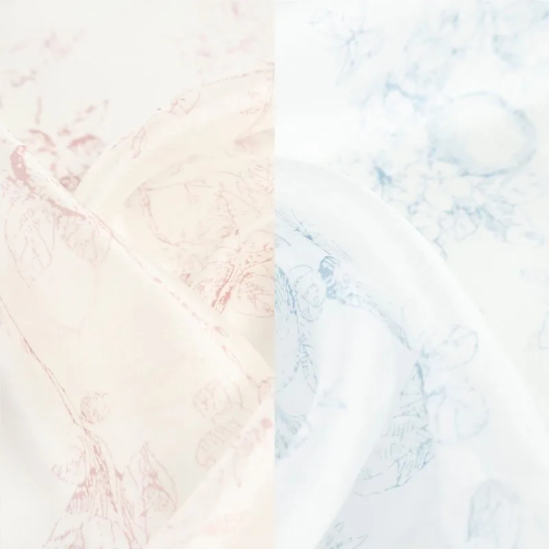 Skin-friendly drape ancient-style solid color multi-color semi-transparent sketch hand-painted printed fabric spring dress shirt