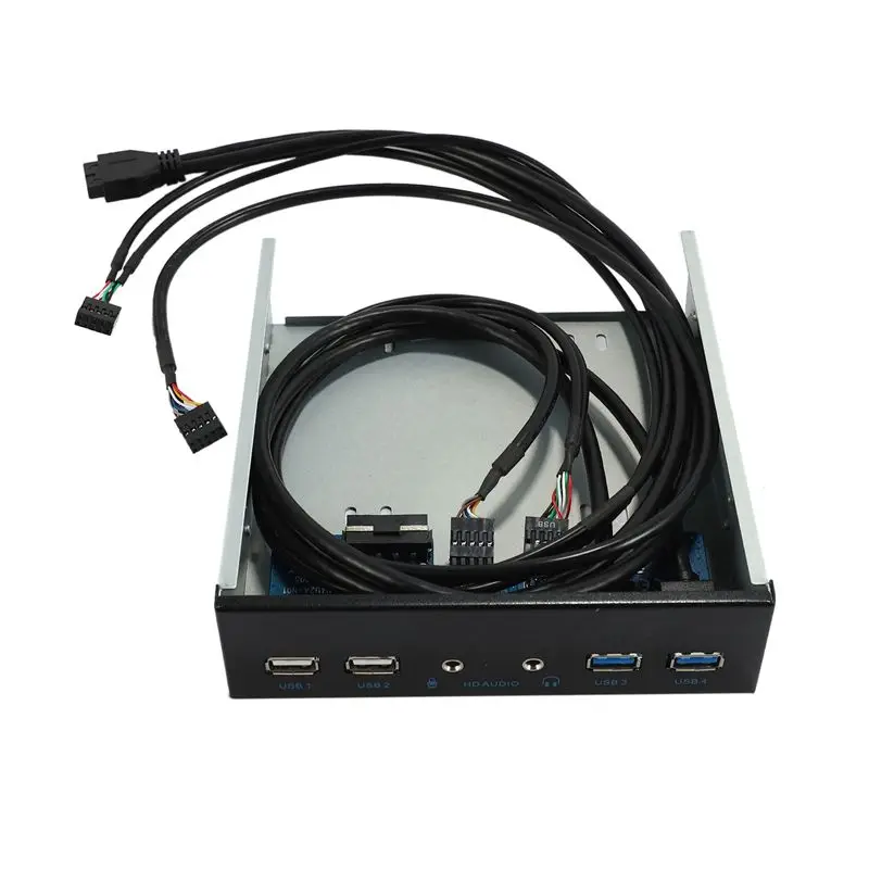 QWE-3Pc 5.25 Inch Desktop Pc Case Internal Front Panel Usb Hub 2 Ports Usb 3.0 And 2 Ports Usb 2.0 With Hd Audio Port 20 Pin