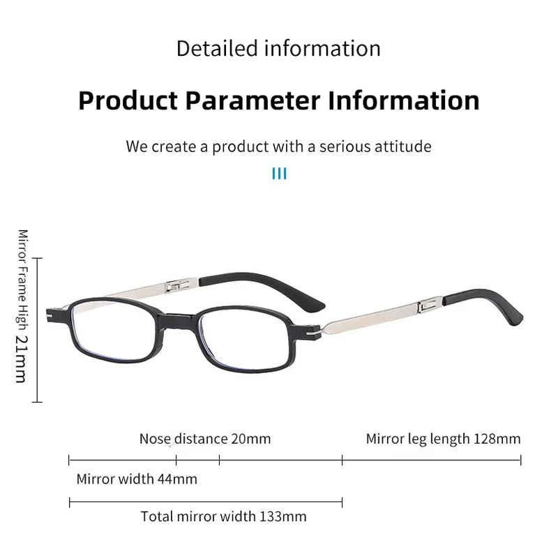 Folding Portable Anti-blue Light Reading Glasses For Men And Women With Mobile Phone Holder Storage Box Diopter +1.0 To +4.0