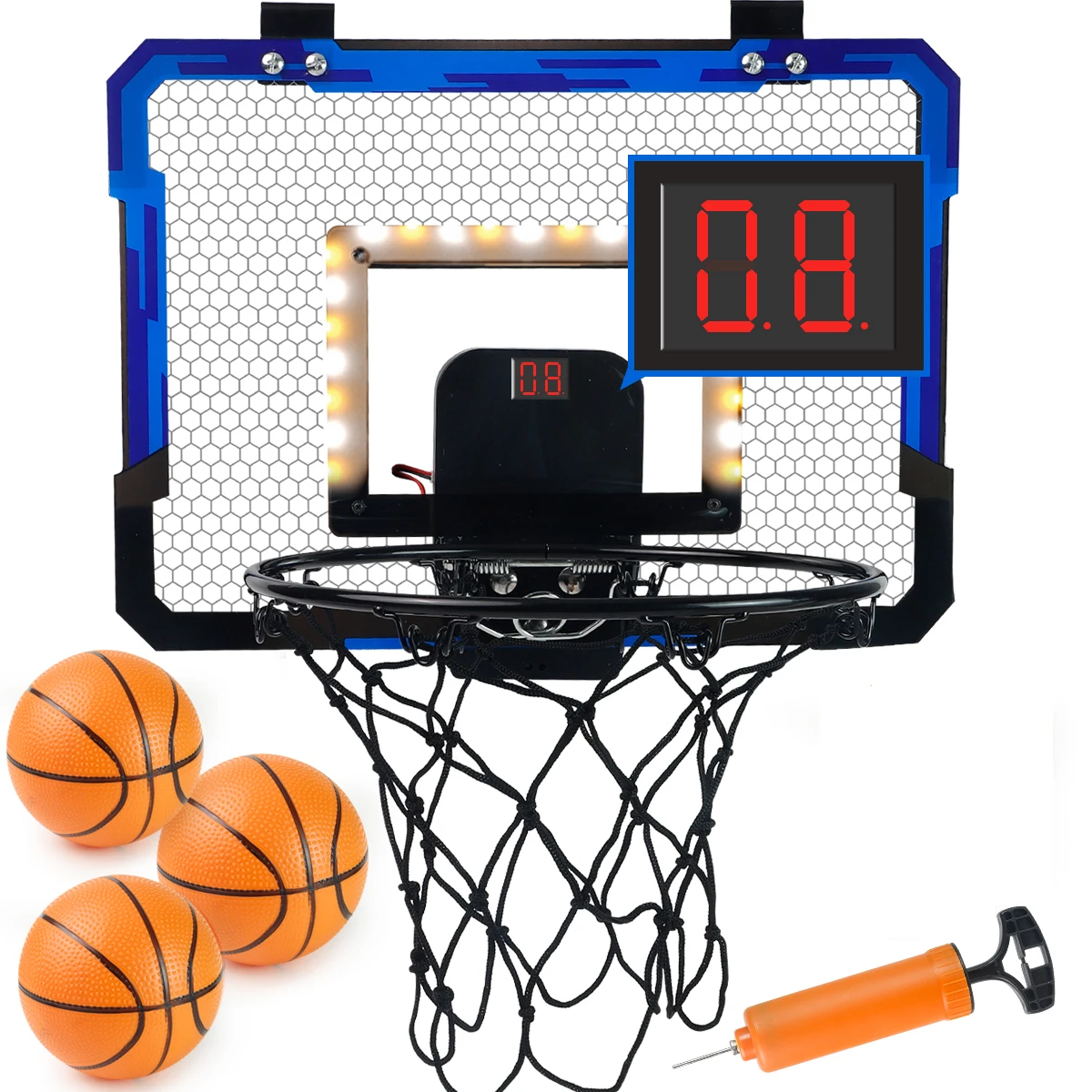 Mini Indoor Basketball Hoop System with Balls over Door Design for Kids & Adults, Office/Bedroom, Halloween/Christmas
