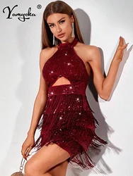 Sexy bez pleców biała cekinowa letnia sukienka kobiety eleganckie suknie wieczorowe na bal bodycon luksusowy klub sukienka na przyjęcie urodzinowe mini vestido