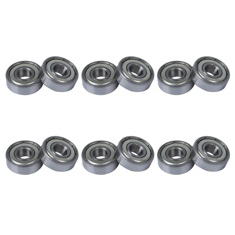 

12 Pcs Single Shielded 608Z Miniature Deep Groove Ball Bearings