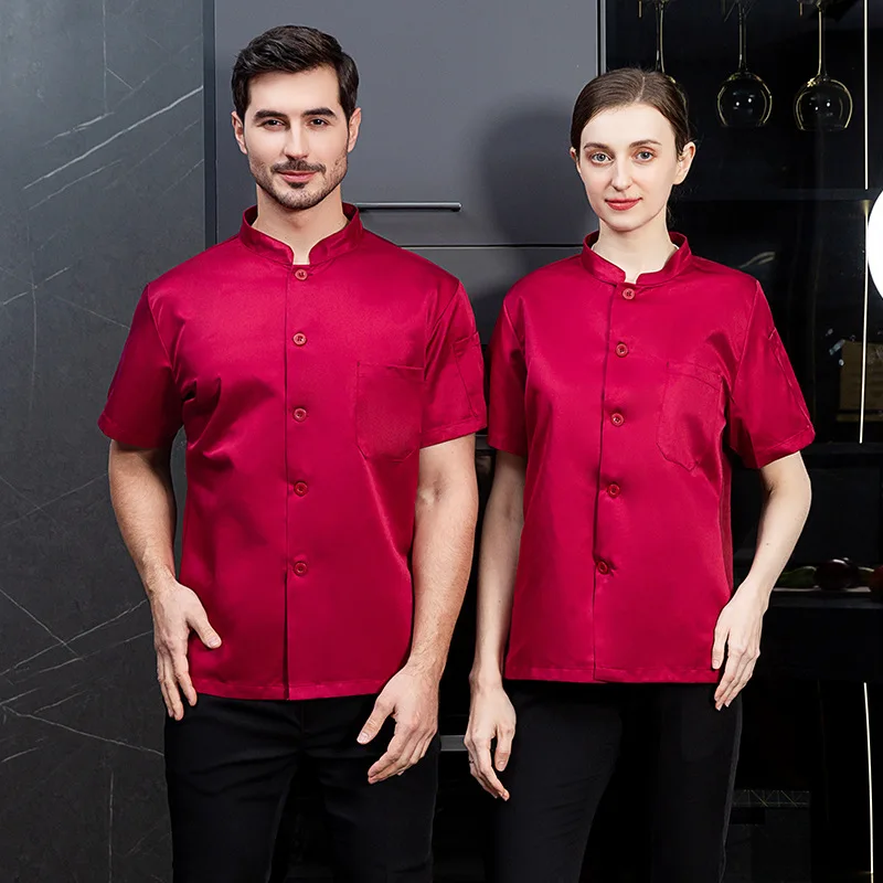 Chef-Kok Overalls Zomerkleding Hotel Keuken Restaurant Kantine Restaurant Met Korte Mouwen Mannen En Vrouwen Bakken