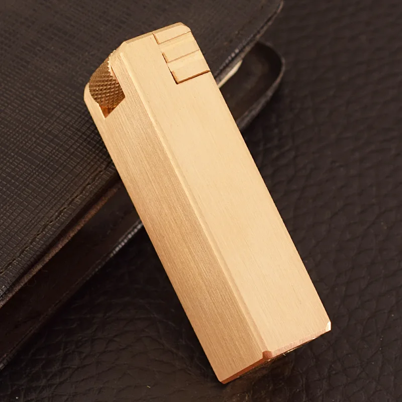 Trench Kerosenes Lighter Vintage Brass Refillable Windproof Gasolines Lighter Durable Metal Classic Petroleum Wicks Lighter